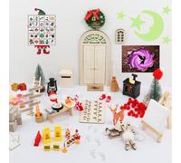Kit Porte Lutin De Noël 83pièces Lutin Farceur De Noel Kit Complet Lutin De Noel Accessoires Avec Sapin De Noël, Chevalet, Porte Magique, Clôture, Decoration Noel Cadeaux Enfants