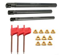 Kit Porte-Outil Tour SNR 3pcs avec 10 Inserts Carbure | 3 pour porte-outils SNR, 10 inserts carbure 11IR, filetage interne pour précis, acier allié , pour idéal CNC