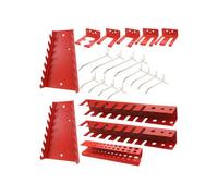 Kit porte-outils métal - BOTLE - Kit 22 pièces - Acier peint par poudrage - 12 crochets galvanisés - Rouge 30x5x10 cm