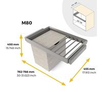 Kit porte-pantalons 7 tringles + panier + cadre Quartz finition Titane - module 800 mm EMUCA