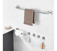 Kit porte-serviettes Auralum Max, 6 pièces, y compris barre porte-serviettes, porte-papier toilette, 4 crochets porte-serviettes, pour salle de bains, toilettes, cuisine