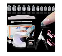 Kit Pose Americaine Ongles, 510 Pièces Capsule Amande avec Colle Faux Ongles, Kit Capsule Americaine Ongle avec Mini Lampe Uv Ongles Gel,Pose Americaine Ongle Kit Complet