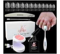 Kit Pose Americaine Ongles, 552 Pcs Capsules Ongles Ballerine Court, Portable Lampe UV et Colle Faux Nail Cercueil Capsule, Lampe UV Gel Pose Americaine Kit Manucure