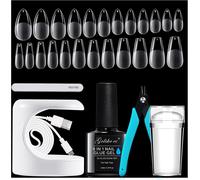 Kit Pose Americaine Ongles Capsule - 6 In 1colle À Ongles Et Top Coat, 240pcs Soft Gel Nail Tips, 2pcs Vernis À Ongles, Tampon À Ongles Coupe Et Lampe