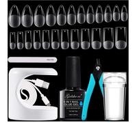 Kit Pose Americaine Ongles Capsule - 6 In 1colle À Ongles Et Top Coat, 240pcs Soft Gel Nail Tips, 2pcs Vernis À Ongles, Tampon À Ongles Coupe Et Lampe