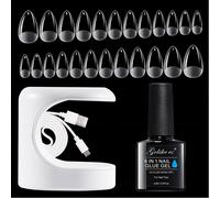 Kit Pose Americaine Ongles Capsule - 6 In 1colle À Ongles Et Top Coat, 240pcs Soft Gel Nail Tips, 2pcs Vernis À Ongles, Tampon À Ongles Coupe Et Lampe