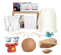 Kit Poterie Adulte, Kit Argile Autodurcissante sans Cuisson pour Débutants, Coffret de Argile Poterie à l’Emploi avec Outils, 12 Peintures, Pinceaux et Vernis pour Atelier Ceramique Maison DIY Créatif