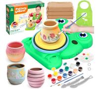 Kit Poterie Enfant 6 7 8 9 10 Ans, Jouet Tour de Potier Électrique, Ceramique Outil avec Argile Autodurcissante Pottery Clay Bricolage Activité Manuelle Jeu Atelier Loisir Créatif Cadeau Fille/Garçon