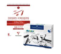 Kit Pour Apprendre À Dessiner Les Mangas - Kit Initiatique Faber-Castell - Carnet A4