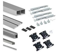 Kit pour armoire à 2 portes coulissantes à fermeture amortie Placard 74 - panneau 16 mm - anodisé mat EMUCA