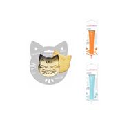 Kit pour biscuit en relief Chat + 2 Stylos au chocolat orange et bleu pastel