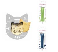 Kit pour biscuit en relief Chat + 2 Stylos au chocolat vert clair et bleu nuit Scrapcooking