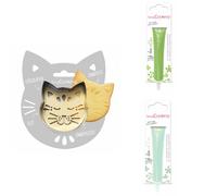 Kit pour biscuit en relief Chat + 2 Stylos au chocolat vert clair et vert d'eau Scrapcooking