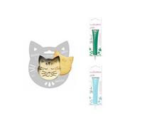 Kit pour biscuit en relief Chat + 2 Stylos au chocolat vert et bleu pastel