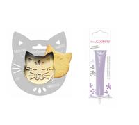 Kit pour biscuit en relief Chat + Stylo au chocolat lilas Scrapcooking