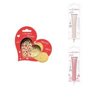 Kit pour biscuit en relief Coeur + 2 Stylos au chocolat blanc et rose pastel Scrapcooking