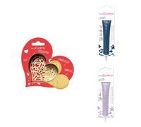 Kit pour biscuit en relief Coeur + 2 Stylos au chocolat bleu nuit et lilas Scrapcooking