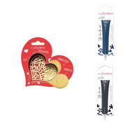 Kit pour biscuit en relief Coeur + 2 Stylos au chocolat bleu nuit et noir Scrapcooking