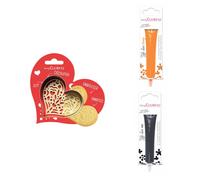 Kit pour biscuit en relief Coeur + 2 Stylos au chocolat orange et noir Scrapcooking