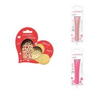 Kit pour biscuit en relief Coeur + 2 Stylos au chocolat rose pastel et fuchsia Scrapcooking