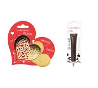 Kit pour biscuit en relief Coeur + Stylo au chocolat marron Scrapcooking