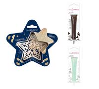 Kit pour biscuit en relief Étoile + 2 Stylos au chocolat marron et vert d'eau Scrapcooking