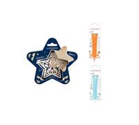 Kit pour biscuit en relief Étoile + 2 Stylos au chocolat orange et bleu pastel