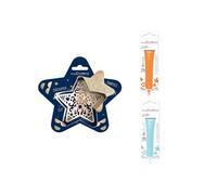 Kit pour biscuit en relief Etoile + 2 Stylos au chocolat orange et bleu pastel