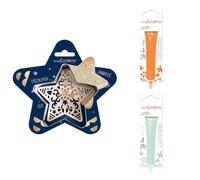 Kit pour biscuit en relief Étoile + 2 Stylos au chocolat orange et vert d'eau Scrapcooking