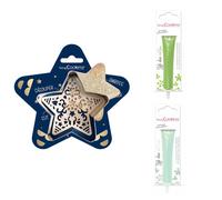 Kit pour biscuit en relief Étoile + 2 Stylos au chocolat vert clair et vert d'eau Scrapcooking