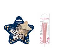 Kit pour biscuit en relief Étoile + Stylo au chocolat rose pastel Scrapcooking