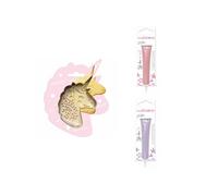 Kit pour biscuit en relief Licorne + 2 Stylos au chocolat rose pastel et lilas Scrapcooking