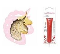 Kit pour biscuit en relief licorne + stylo au chocolat rouge Gris G