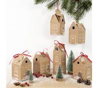 Calendrier de l'Avent Maison en pain d'épice FOLIA - Décoration de Noël en papier kraft - 49 pièces