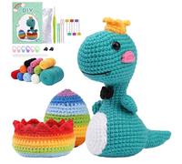 Kit pour commencer à tricoter, kit pour apprendre à crocheter - Apprenez à crocheter kit de dinosaures pour adultes et - Kit au crochet pour débutant, set p