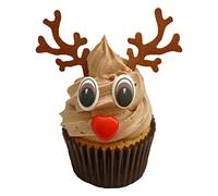 Kit pour confectionner 24 rennes de Noël incluant 24 nez en chocolat, 24 paires de yeux et 48 bois de renne / Set to make 24 Rudolf Christmas Cupcakes- including 24 chocolate noses, 24 pairs of eyes and 24 pairs of antlers. Totally edible!