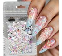 Kit pour déco Ongles Plage pour été Thème pour marin Kit pour | Thème pour marin, étoiles de mer, coquillages, perles sirène, design pour été vibrant
