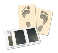 Kit pour empreinte du pied | noir | pour nouveau-nés et bébés jusqu'à 3 mois sur chaque papier | Magic Footprint Standard (Couleur du papier: ivoire, jusqu'à 8 empreintes)