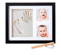 Kit pour Empreintes Bébé, Cadre Photo Nouveau-Né, Kit Moulage Pieds de Bébé, Empreinte de la Main, Cadres Photos pour Cadeaux de Naissance, Bébés Garçons, Filles | Sans moisissures (Noir)
