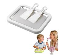 Kit pour faire des glaces roulées, plaque de congélation instantanée portable pour la maison avec 2 grattoirs en acier inoxydable, plateau à desserts glacés DIY pour s'amuser à la m white 26*21*3.5CM