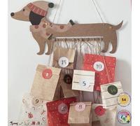 Kit pour faire son propre calendrier de l'avent en kraft - Motif chien