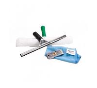 Kit pour nettoyage de vitres PRO 4 en 1 Advanced - un mouilleur 35 cm, raclette souple 35 cm, grattoir et chiffon microfibre -