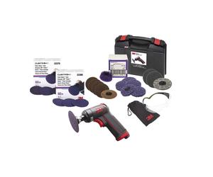 Kit pour ponceuse à pistolet 3M Roloc, 1x ponceuse à pistolet 3M Roloc, 30x disques abrasifs 3M Cubitron II Roloc, 4x 3M Scotch-Brite Roloc Bristle Discs, 13x disques 3M Scotch-Brite Roloc, 1 x 3M Sec