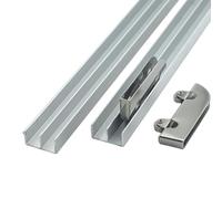 Kit pour porte coulissante, Kit de rail for porte coulissante argent 60-200 cm épaisseur 3-5 mm 2 rails 4 poulies(200cm)