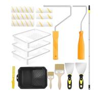 Kit pour rouleau de peinture | Set rouleau de peinture réglable avec tige télescopique - accessoire pour projets maison rénovations décorations armoires portes retouches plafonds