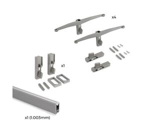 Kit pour structure modulaire Zero 4 étagères en bois + tringle - gris EMUCA