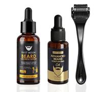 Kit Pousse Barbe,Huile Pousse/Rouleau,Kit Croissance Barbe,Cadeau Homme