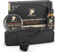 Kit Pousse Barbe - Rouleau Barbe + Huile Pousse Barbe + Baume À Barbe - Stimule La Croissance De La Barbe Et Des Cheveux - Parfumé À La Cologne - Kit Barbe Homme - Soin Barbe Homme[Z389]