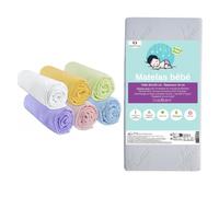 KIT PRATIQUE BEBE Matelas 60x120 Lit bébé Lit Parapluie + 6 Draps housse Coton + 2 Alèses Coton | Oeko-Tex |Fabrication France UE