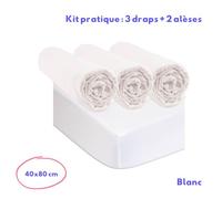 Easy Dort Kit de 3 Draps Housse 40x80 cm Berceau Couffin Nacelle + 2 Protèges Matelas Taille 40x80 cm | 100% Coton | Blanc | Doux, Respirant | Sommeil sain | Certifié Oeko Tex | Fabriqué en Europe